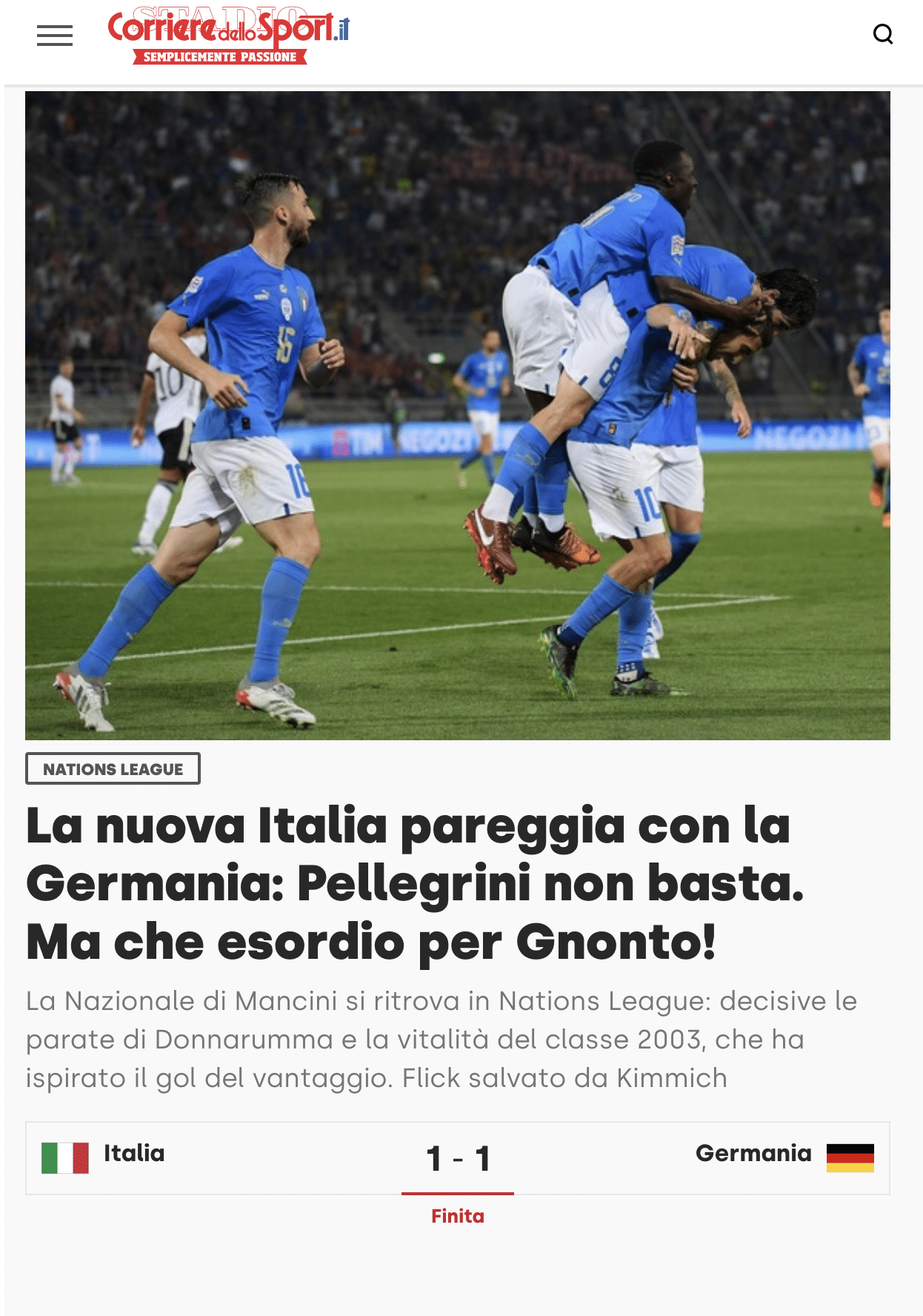 Internationale Pressestimmen * Länderspiel Deutschland gegen Italien 2022