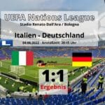 Fußball heute Länderspiele 4.6. ** 1:1 Italien gegen Deutschland ** Nations League 2022 heute