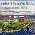 Fußball heute 17.7. Ergebnisse * Fußball Frauen EM 2022 Viertelfinale ** Wer spielt im Frauenfußball heute?