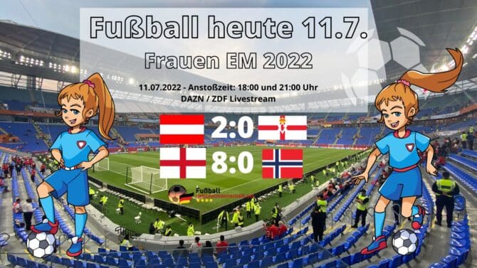 Fußball heute 11.7. - Fußball Frauen EM 2022: Wer spielt heute Abend im Frauenfußball? EM Live im TV