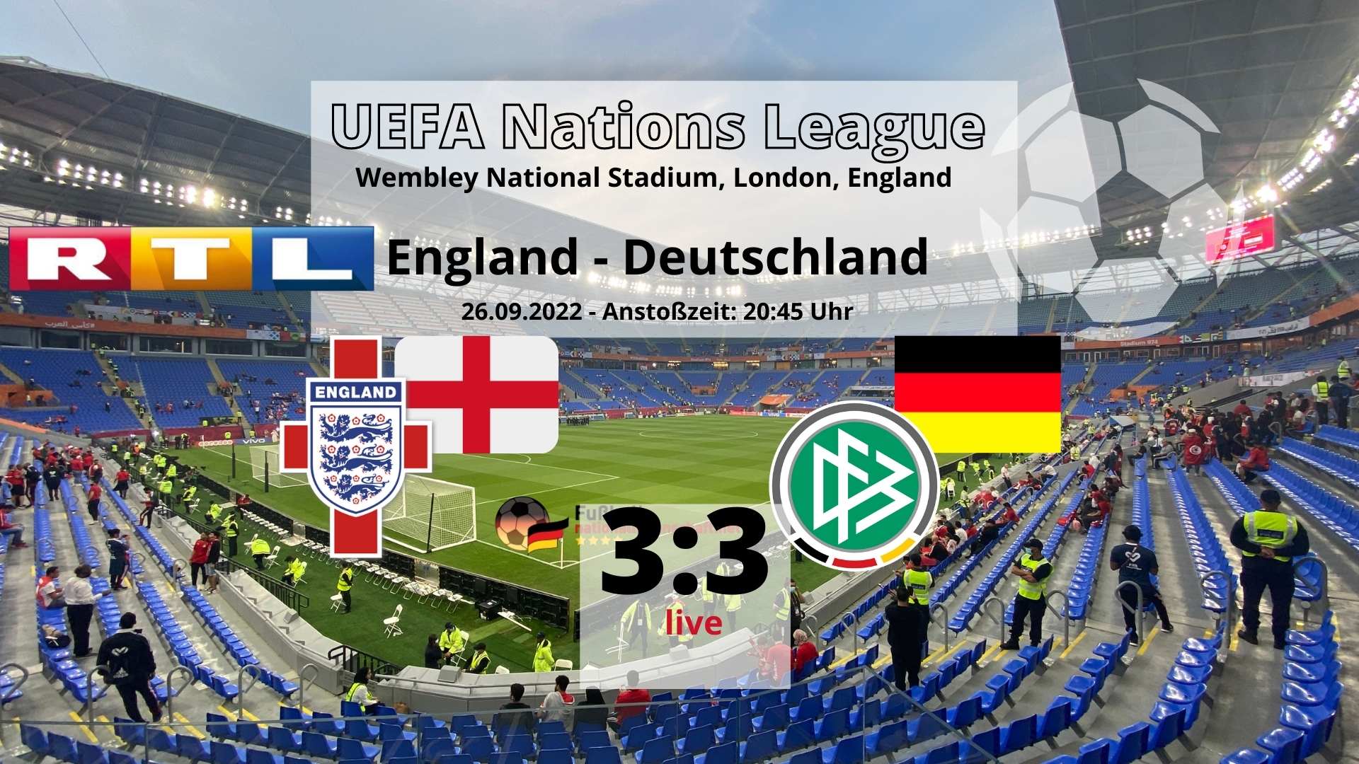 Fußball heute RTL live Länderspiel Deutschland gegen England * 33 * TV-Übertragung and RTL Livestream
