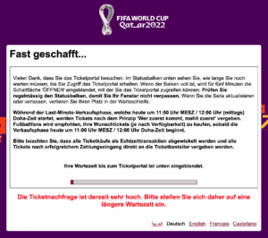 WM Tickets Warteschlange