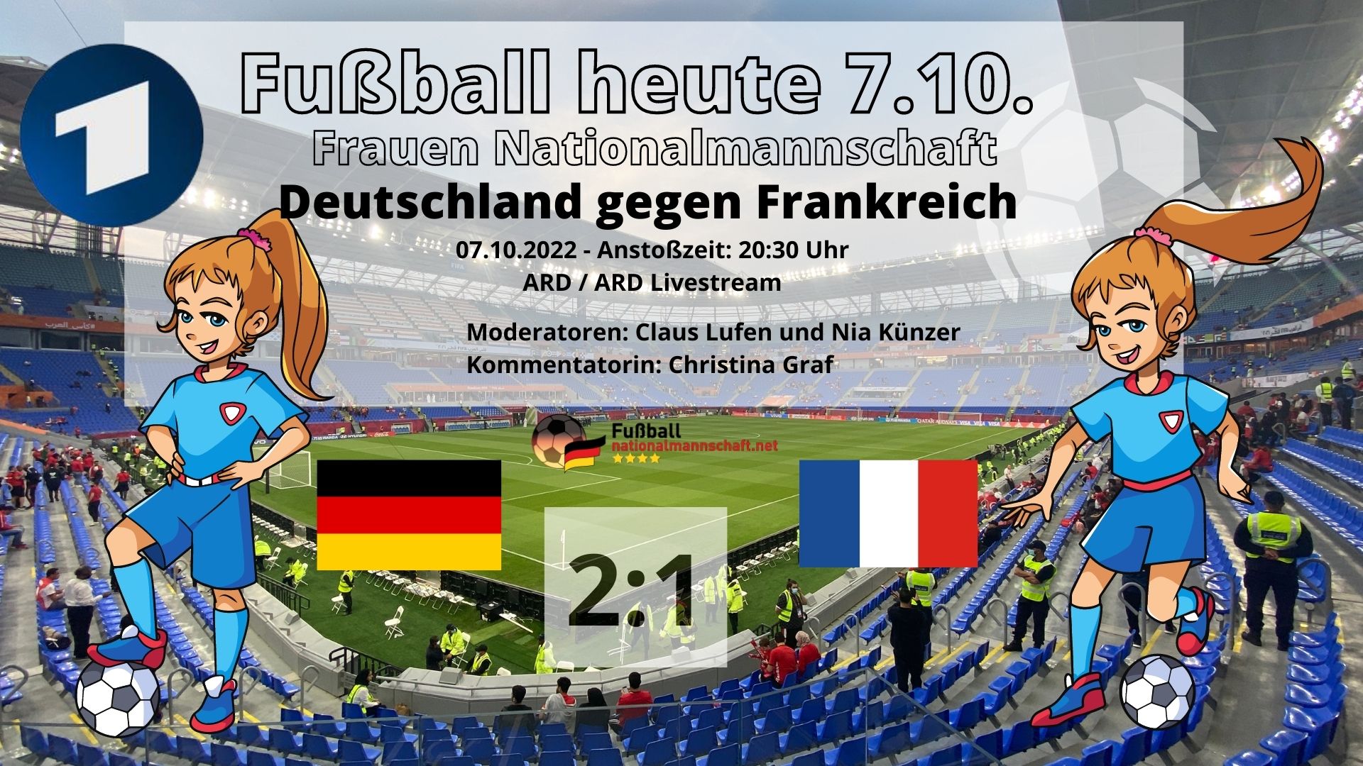 ARD live heute Liveticker * 21 ** Wer überträgt das Länderspiel der Frauen Deutschland gegen Frankreich live in TV und Stream?