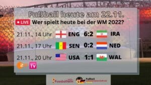 Fussball WM Spiele heute am Montag, 21.11.