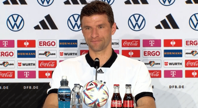 Thomas Müller in der heutigen DFB Pressekonmferenz