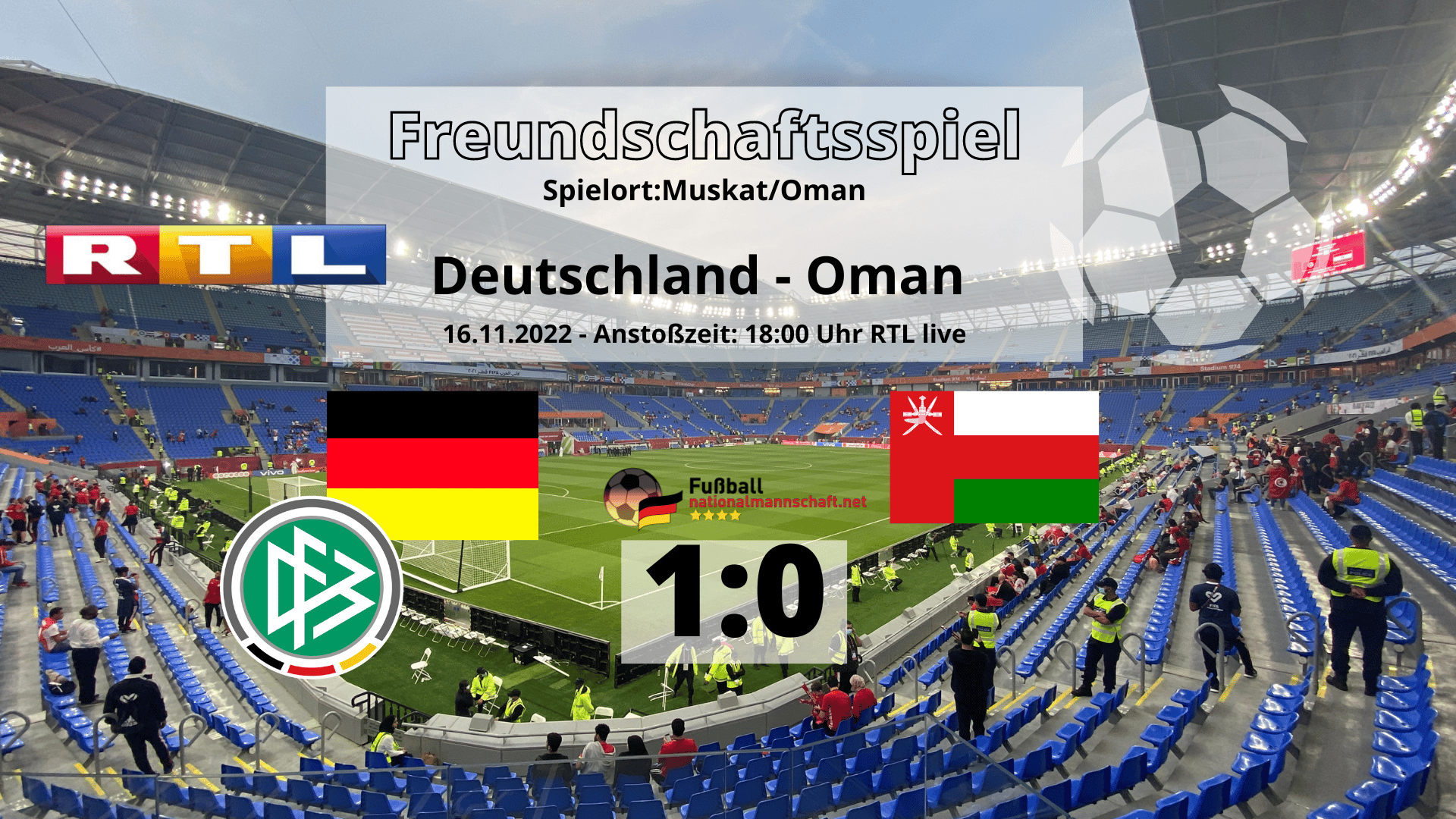 Fußball heute im TV / RTL Live * 10 * Testspiel Deutschland gegen Oman