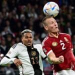 Deutschlands Stürmer Lukas Nmechain der UEFA Nations League gegen Ungarn am 23.September 2022. (Photo by John MACDOUGALL / AFP)
