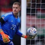Deutschlands Nummer 2 Ter Stegen beim UEFA Nations League match gegen Ungarn am, 23.September 2022. (Photo by Ronny HARTMANN / AFP)