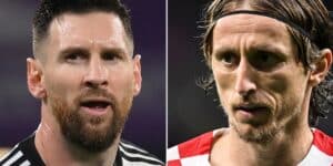 Wer kommt heute ins WM-Finale? Der Kroate Luka Modric (L) oder Argentiniens Lionel Messi? (Photo by Franck FIFE and Ozan KOSE / AFP)