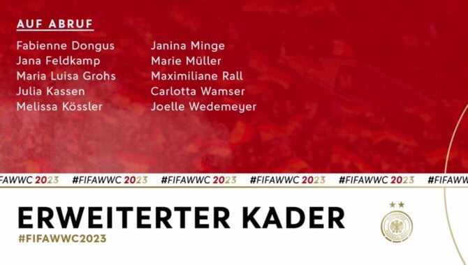 DFB Frauen Kader für die WM 2023 mit Spieler auf Abruf