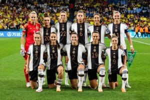 FIFA Frauen-Weltmeisterschaft 2023: Deutschland - Kolumbien 30.07.2023 Die deutsche Startelf: Merle Frohms Deutschland, 1, Lina Magull Deutschland, 20, Jule Brand Deutschland, 22, Lena Oberdorf Deutschland, 6, Sara Doorsoun Deutschland, 23, Alexandra Popp Deutschland, 11 Kathrin Hendrich Deutschland, 3, Sara Daebritz Deutschland, 13, Chantal Hagel Deutschland, 2, Klara Buehl Deutschland, 19, Svenja Huth Deutschland, 9 FIFA Frauen-Weltmeisterschaft 2023: Deutschland - Kolumbien Sydney / Gadigal, Sydney Football Stadium, 30.07.2023 Copyright: BEAUTIFULSPORTS/Jones Imago