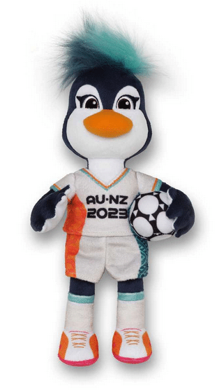 Das Maskottchen der Frauen WM 2023 heißt Tazuni und ist ein Zwergpinguin, eine Pinguinart, die sowohl in Australien als auch in Neuseeland heimisch ist.