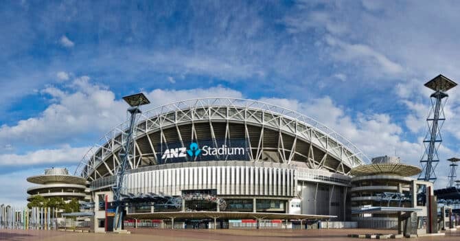 ANZ Stadium im Sydney Olympic Park - heisst nun "Stadium Australia" und ist nit 83.500 Plätzen das größte Stadion der WM 2023 (Copyright depositphotos.com)