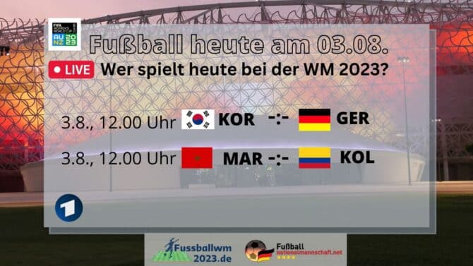 Fußball heute Spielplan Frauen WM 2023 am 2.8.