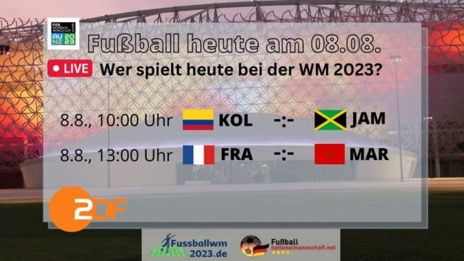 Fußball heute Ergebnisse & Spielplan Frauen WM 2023 am 8.8.