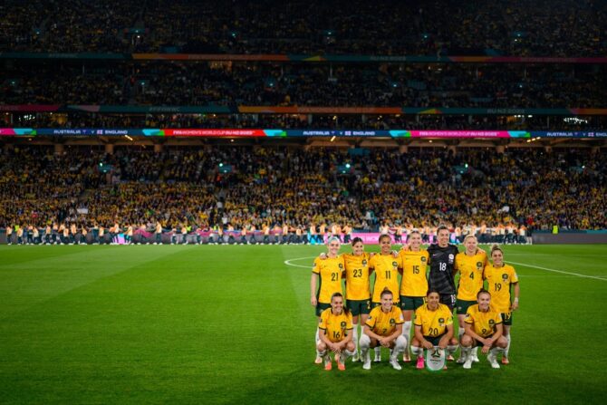 Australien gegen England im WM Halbfinale heute - die australische Startaufstellung.Copyright: MATHIASxBERGELD BB230816MB023 Imago