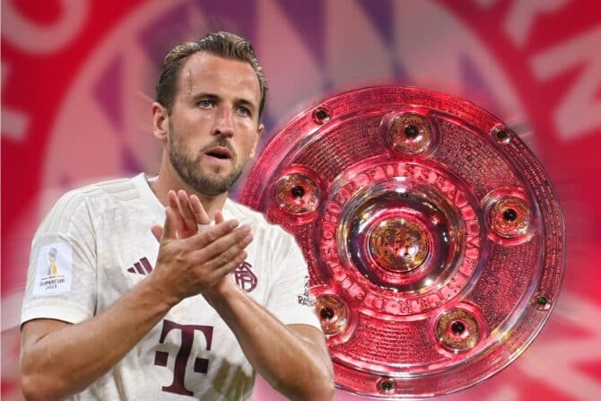 Bundesligaauftakt SV Werder Bremen FC Bayern München am 18.08.2023. Harry KANE Bayern München greift mit dem FC Bayern in den Kampf um die Meisterschale ein. *** PHOTOMONTAGE Imago