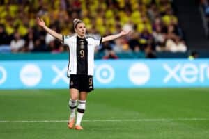 Die deutsche Nationalspielerin Svenja Huth genervt beim 1:2 gegen Kolumbien - Das WM Achtelfinale wackelt. Photo by Damian Briggs/Speed Media/Icon Sportswire SOCCER: JUL 30 Women s World Cup - Germany vs Colombia EDITORIAL USE ONLY Icon2307300105