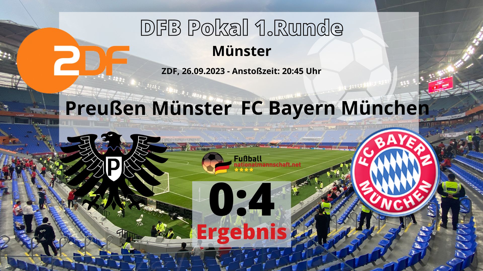Fußball heute ZDF live DFB Pokal: 0:4 Preußen Münster gegen FC Bayern München