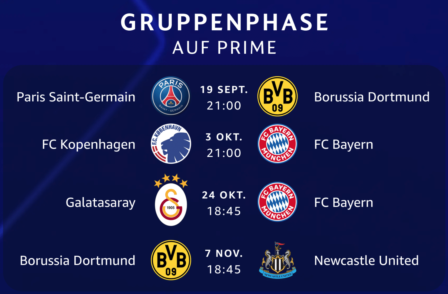 Amazon Prime Fußball heute live * FC Bayern gegen Galatasaray * Wo