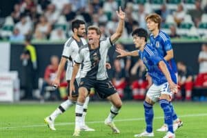 Thomas Müller Deutschland gestikuliert beim Länderspiel gegen Japan. Copyright: xEibner-Pressefoto/BahhoxKarax EP_GER