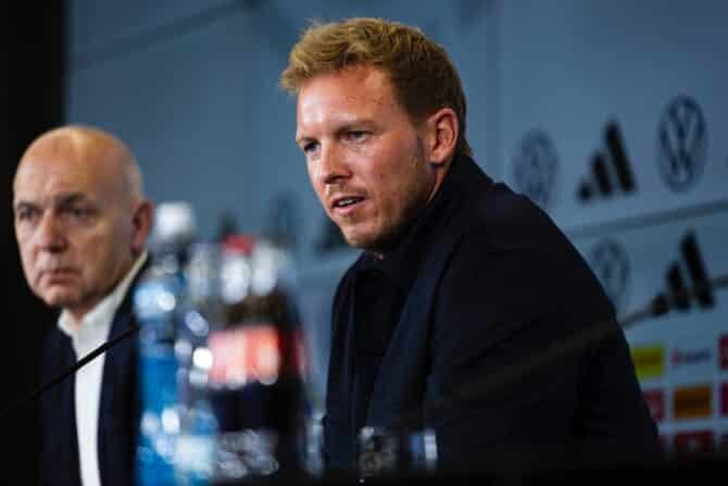 Pressekonferenz mit Bundestrainer Julian Nagelsmann in Frankfurt am Main, 22.09.2023, Foto: Thomas Boecker/DFB