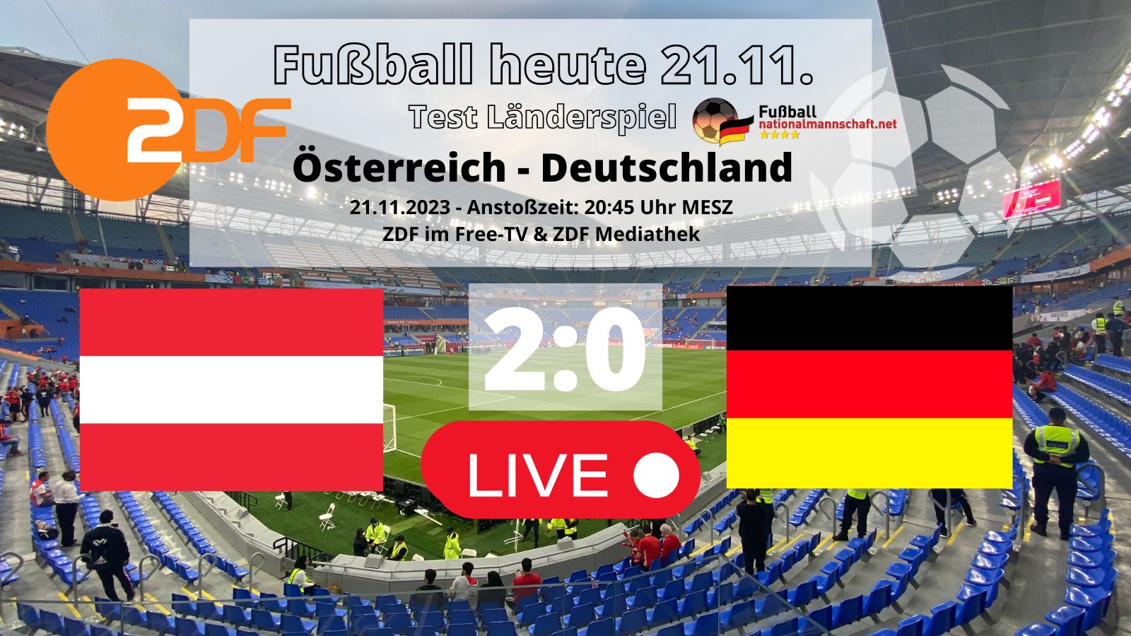 ZDF live Fußball heute Liveticker * 20 Österreich gewinnt gegen Deutschland