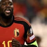 Belgiens Stürmer Nr. 10 Romelu Lukaku feiert während des Fußballspiels der UEFA Champions League Qualifikationsgruppe F zwischen Belgien und Aserbaidschan am 19. November 2023. (Foto: JOHN THYS / AFP)