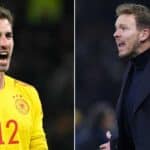 Bundestrainer Nagelsmann befahl Kevin Trapp nach der roten Karte von Sane eine Verletzung vorzutäuschen (Foto AFP)