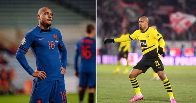 Niederländischer Nationalspieler und BVB Spieler Donyell Malen - Borussia Dortmund steht vor einer entscheidenden Herausforderung in der Champions League: Kann der BVB unter Edin Terzic gegen Peter Bosz' PSV Eindhoven triumphieren und den Weg nach Wembley fortsetzen?