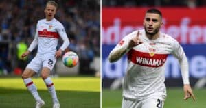 Neue Nationalspieler vom VfB Stuttgart? Chris Führich und Deniz Undaz im VFB Stuttgart Trikot (Fotos AFP/Depositphotos)