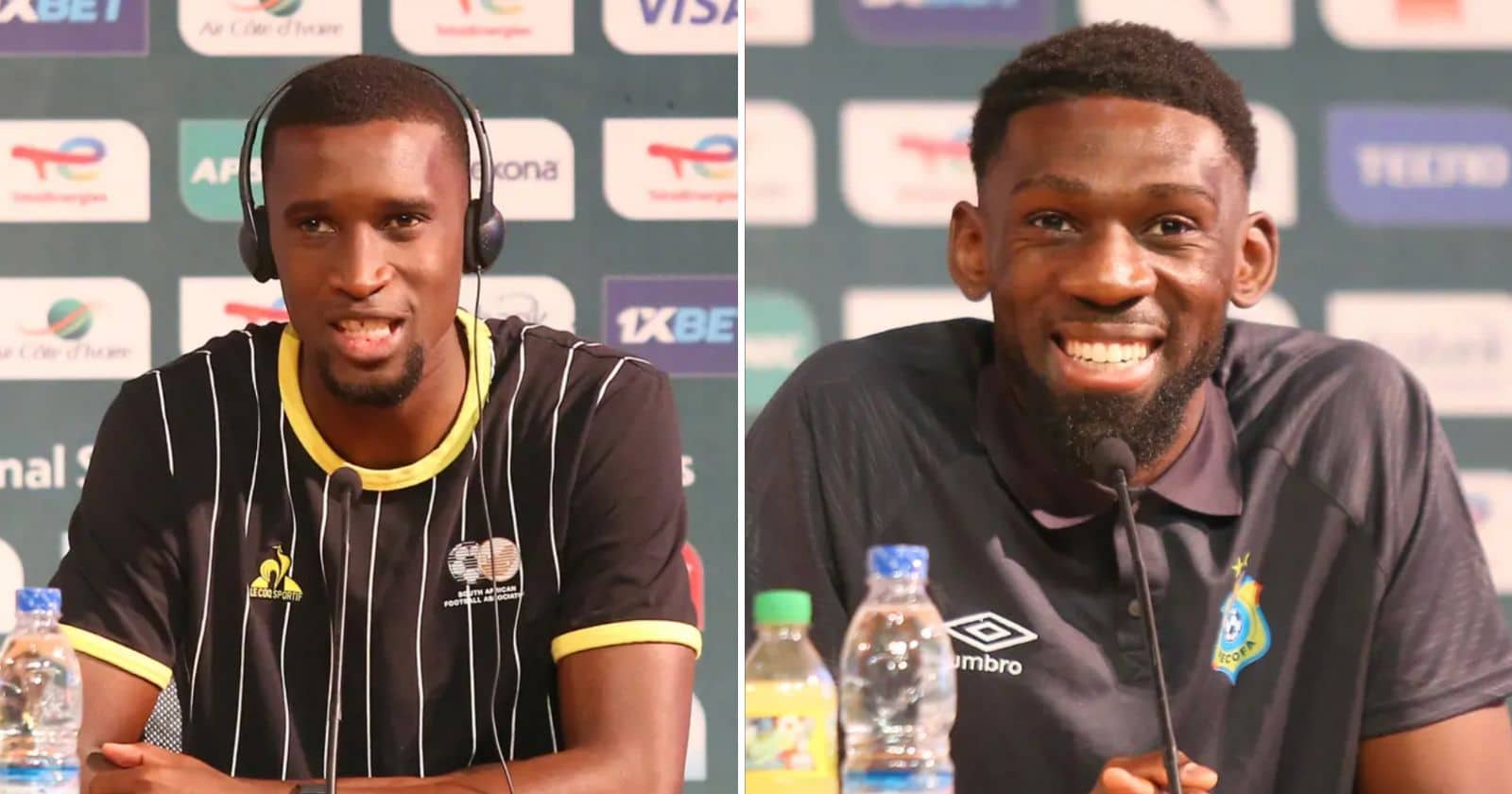 Fußball heute Afrika Cup Spiel um Platz 3: Südafrika gegen Kongo: Links Siyanda Xulu, Rechts Dylan Batubinsika