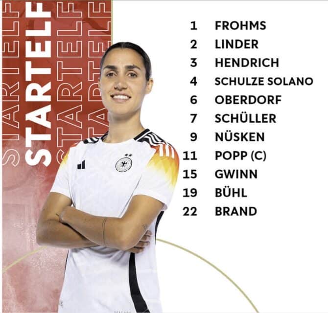 Update 19:30 Uhr - Die Startelf heute: Frohms - Linder, Hendrich, Schulze Solano, Oberdorf, Schüller, Nüsken, Popp (C), Gwinn, Bühl, Brand.