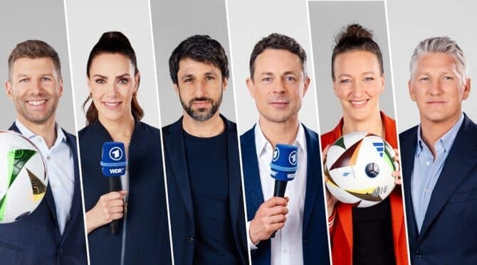 Das ARD Reporterteam der EM 2024 © WDR/Annika Fußwinkel/Sebastian Arlt