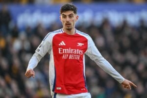 Kai Havertz vom FC Arsenal während des Premier-League-Spiels Wolverhampton Wanderers - FC Arsenal im Molineux-Stadion in Wolverhampton, Vereinigtes Königreich, am 25. Januar 2025. (Foto: Craig Thomas/News Images)