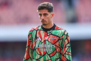 Kai Havertz vom FC Arsenal macht sich vor dem Premier-League-Spiel FC Arsenal gegen FC Southampton im Emirates Stadium in London, Großbritannien, am 5. Oktober 2024 warm. (Foto: Izzy Poles/News Images)