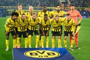 Die Startaufstellung vor dem Spiel in der UEFA Champions League Borussia Dortmund gegen Sporting Lissabon (Foto Depositphotos.com)