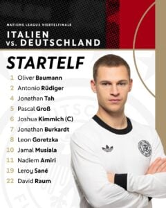 Offizielle DFB Startaufstellung Deutschland gegen Italien * Wer spielt heute im neuen DFB Trikot 2025? (Update)