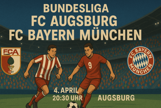 FC Augsburg gegen den FC Bayern München am Freitagabend 4.4.2025