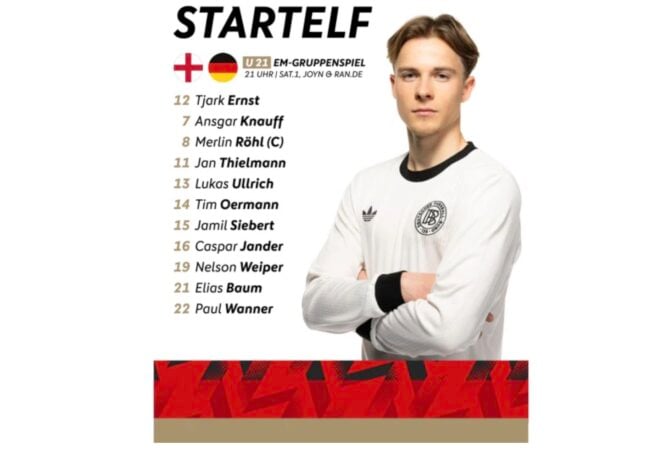 Fußball heute U21-EM: DFB-Team vor Gruppenfinale gegen England – Offizielle Aufstellung