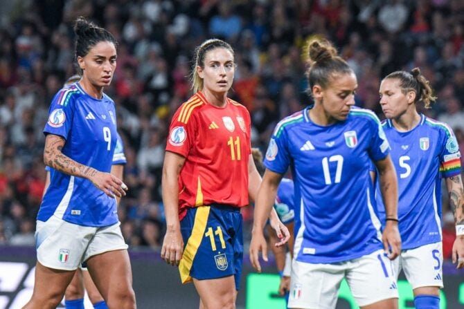 Alexia Putellas aus Spanien nimmt am Spiel der Gruppe B der UEFA Women's EURO Switzerland 2025 zwischen Italien und Spanien am 11. Juli 2025 im Stadion Wankdorf in Bern, Schweiz, teil. (Foto von Andrea Amato/NurPhoto) (Foto von Andrea Amato/NurPhoto via AFP)
