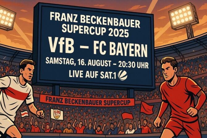 Fußball heute SAT1 live: Beckenbauer Supercup 2025 - VfB empfängt FC Bayern