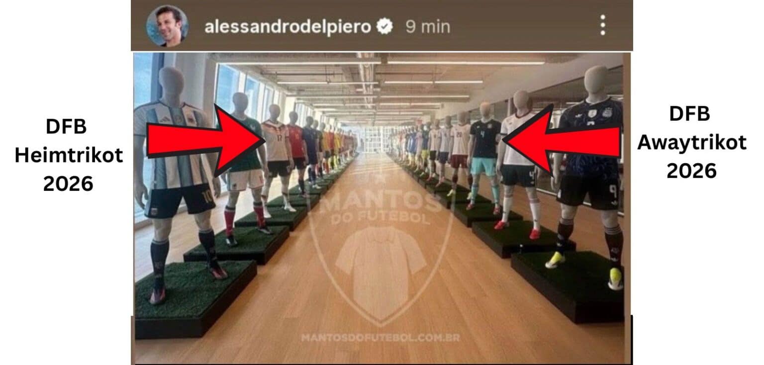 Del Piero leakt versehentlich alle Adidas-Trikots für die WM 2026 – Instagram-Fail mit Folgen