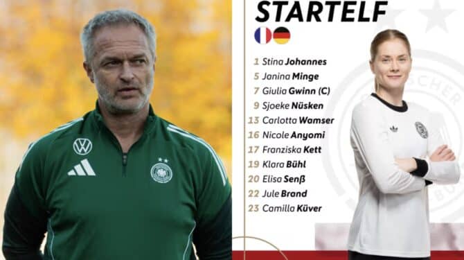 Die Aufstellunge heute von Deutschland Foto: Yuliia Perekopaiko/DFB