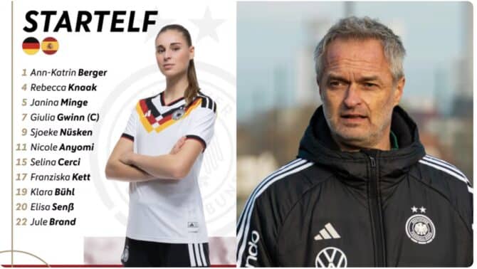 Aufstellung Deutschland - Spanien - Foto: Yuliia Perekopaiko/DFB