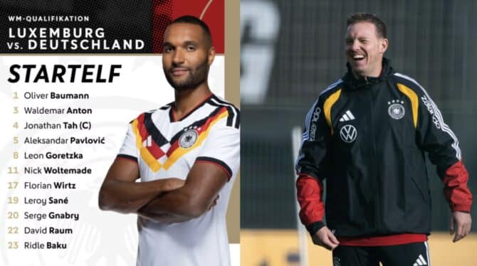 Fußball heute gegen Luxemburg: DFB Aufstellung & neue Rückennummern im DFB Trikot 2026 (Foto: DFB/GES)