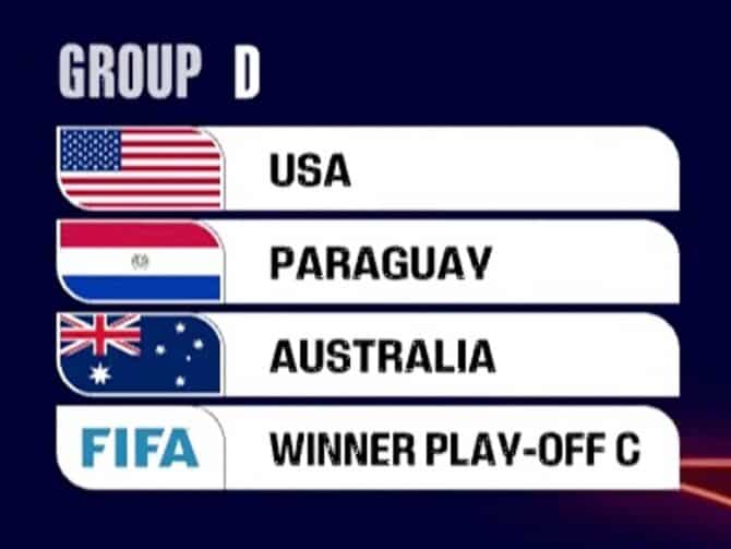 WM Gruppe D mit USA** Paraguay Australien Play-Off-Gewinner Europa Pfad C (Türkei/Rumänien/Slowakei/Kosovo)