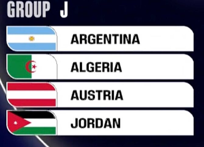 WM Gruppe J mit Argentinien Algerien Österreich Jordanien
