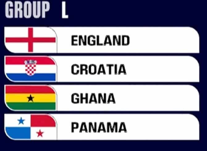 WM Gruppe L mit England Kroatien Ghana Panama