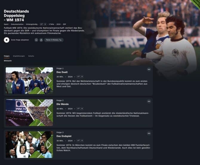 ZDF Miniserie zur Fußball-WM 1974 - Topspiel BRD gegen DDR
